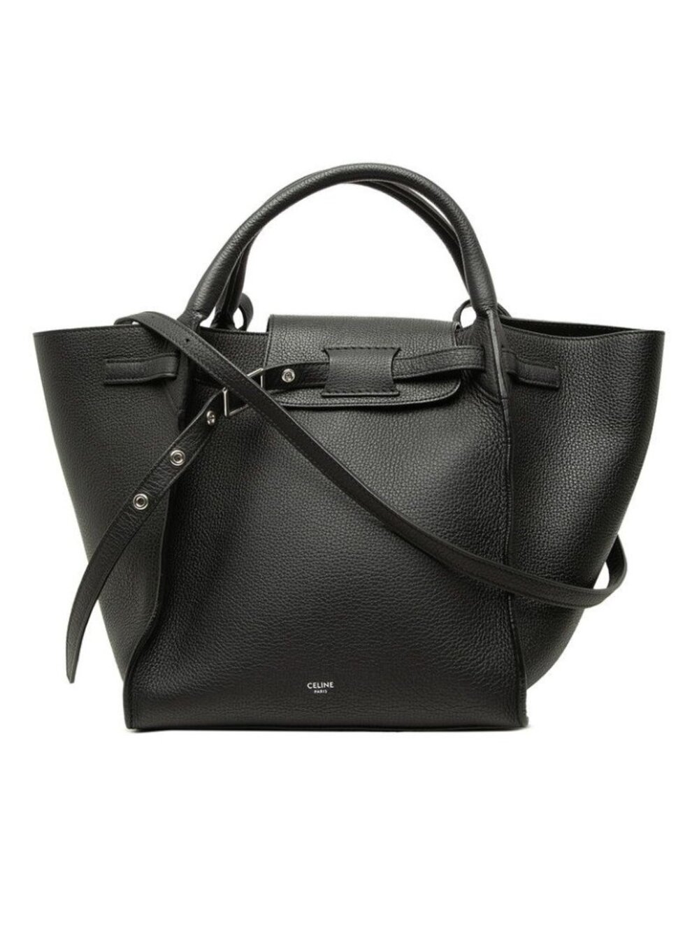 Celine Big Small Tote Shoulder Bag 2-Way Black Leather